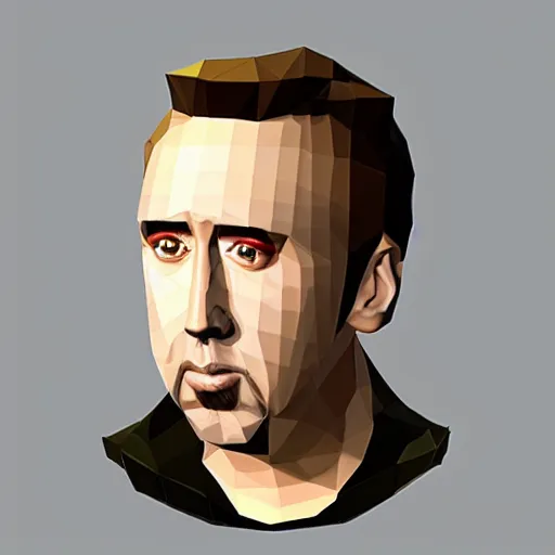 Image similar to “nic cage as a character in a ps1 game, low poly”