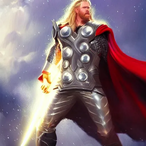 Image similar to Thor, God of Ligthning, Powerful!!!!, sparkling lightning, epic, fantasy art, artstation