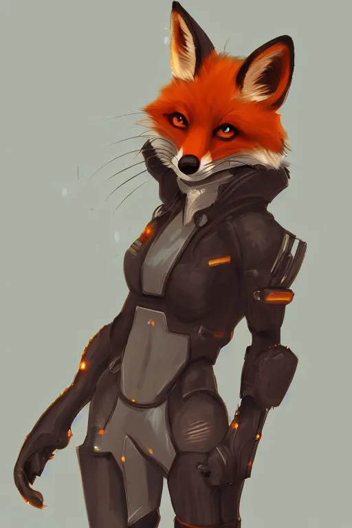 Image similar to a fox fursona, trending on artstation, by kawacy, furry art, digital art, cyberpunk, high quality