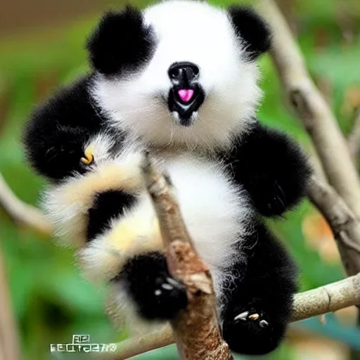 Image similar to the fluffiest featheriest parrot panda ever