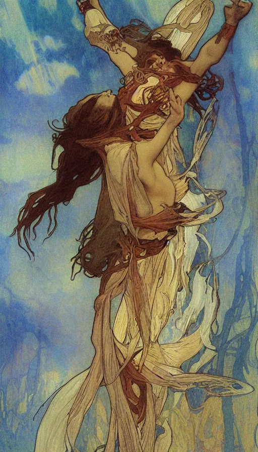 Image similar to rage, by alfons maria mucha