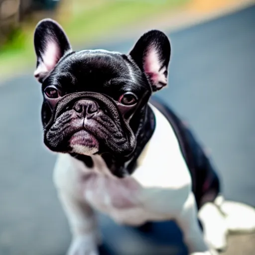 Prompt: black french bulldog with black sunglasses