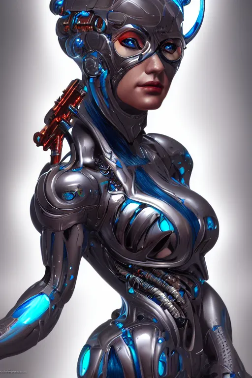 Image similar to portrait of a cyborg siren with biomechanichal parts by Artgerm, highly detailed, trending on artstation