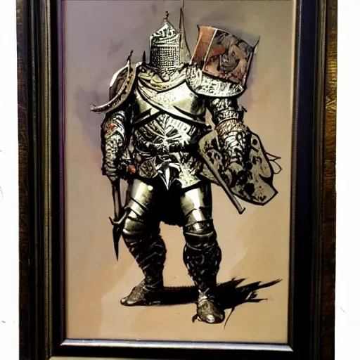 Image similar to a knight in ornate armor by Frank Frazetta,high quality