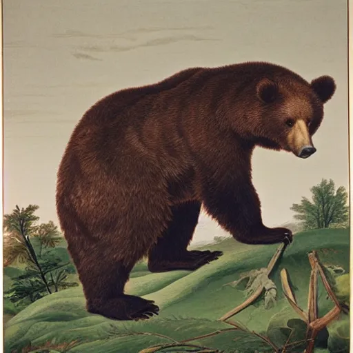 Prompt: audubon painting of a mythical bear species