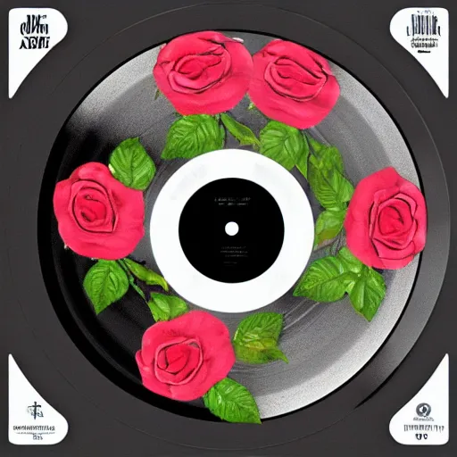 Prompt: roses on a vinyl record