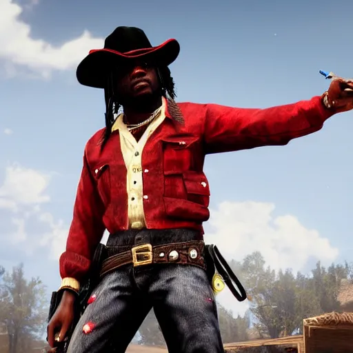 Image similar to Rapper Chief Keef In red dead redemption 2 digital art 4K quality super realistic