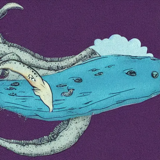 Image similar to deep sea plesiosaurus attacks squid