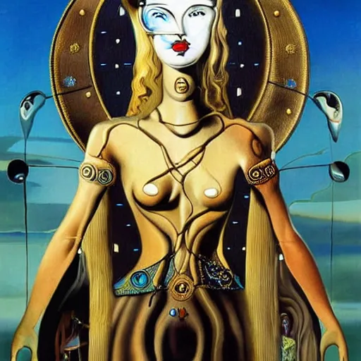 Prompt: a goddess mystic female warrior leader by salvador dali digital artwork business leader