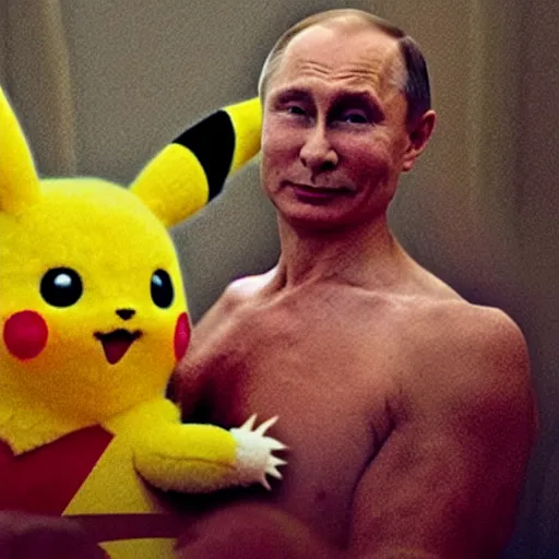 Image similar to Vladimir Putin dressed up as a pikachu ballerina, photo by Annie Liebovitz