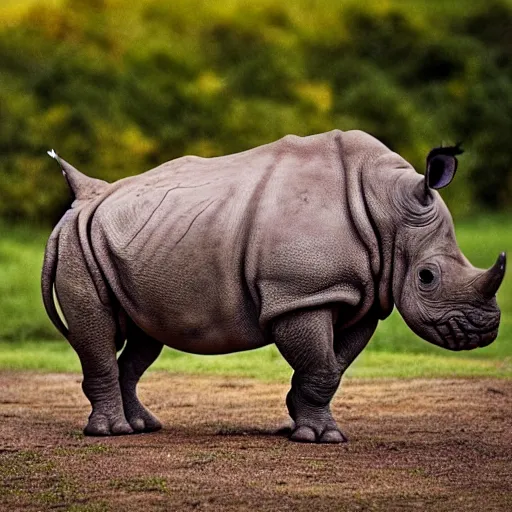 Image similar to an rhino that looks like a pug, national geographic photography