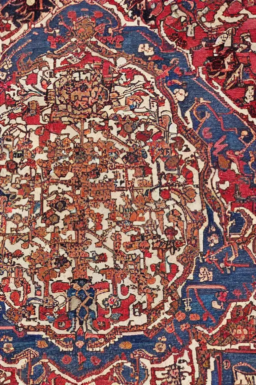 Prompt: a persian carpet interwoven with a microchip board and baroque decor, highly detailed, 4 k