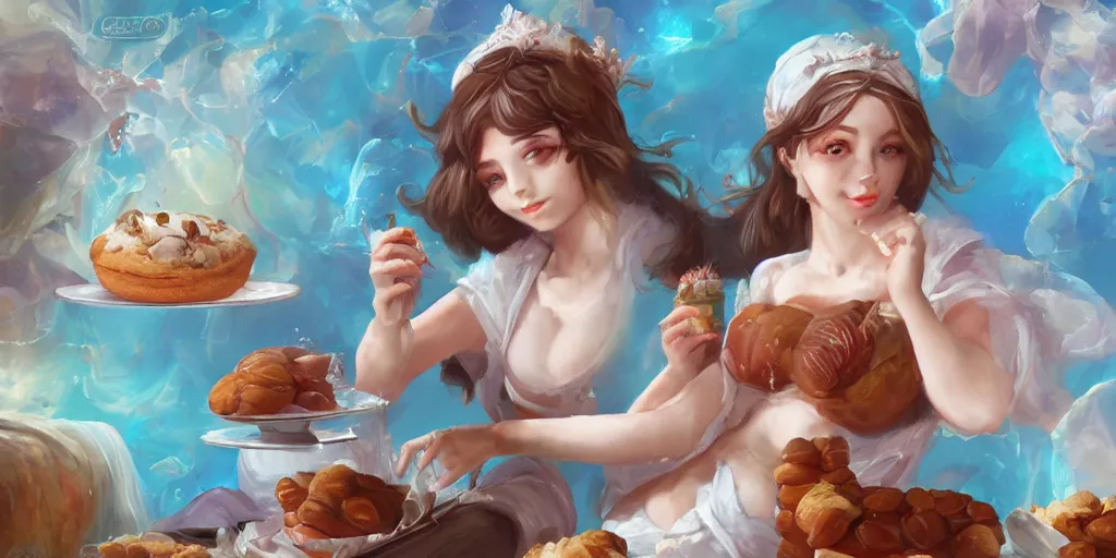 Image similar to the Goddess of Baked Goods, detailed digital art, trending on Artstation