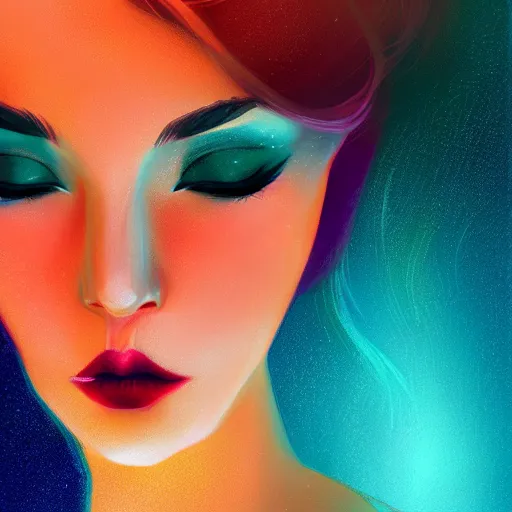 Prompt: portrait of a woman inspired by lois van baarle, iridescent, holographic