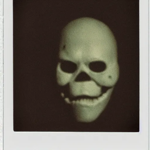 Image similar to a polaroid picture of a creepy face in the corner of a dark room,