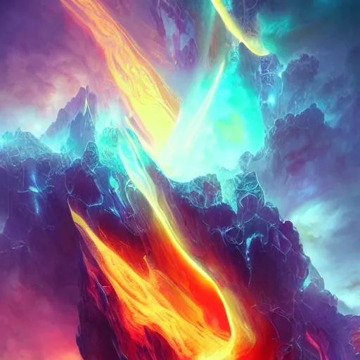 Prompt: Vibrant electroluminescent ethereal alchemy crystalline fractals, energetic cosmic aura 4k matte painting burnished flame onyx Deep Thought by Ross Tran and wayne Reynolds liminal fantasy