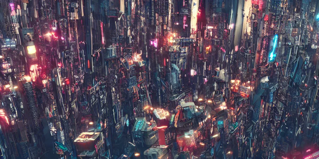 Image similar to Flying through a cyberpunk city, CGI, Imax