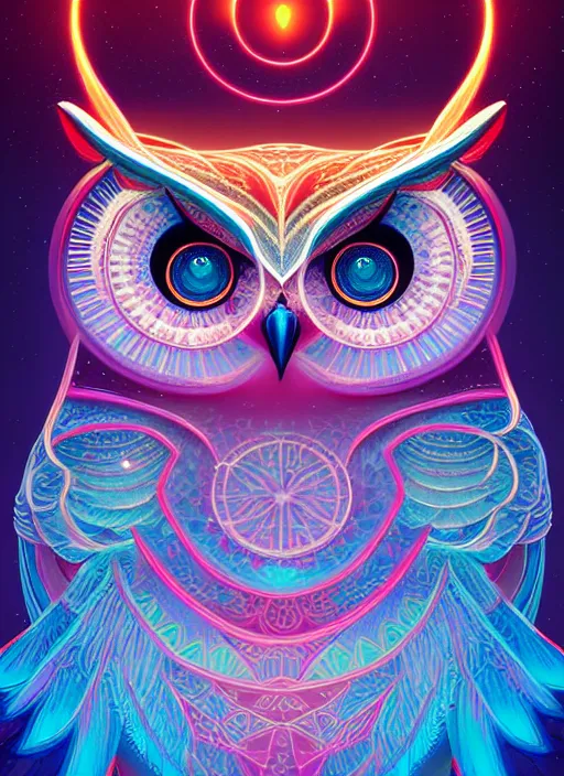 Prompt: symmetry!! product render poster vivid colors divine proportion owl, ice and snow, glowing fog intricate, elegant, highly detailed, digital painting, artstation, concept art, smooth, sharp focus, illustration,