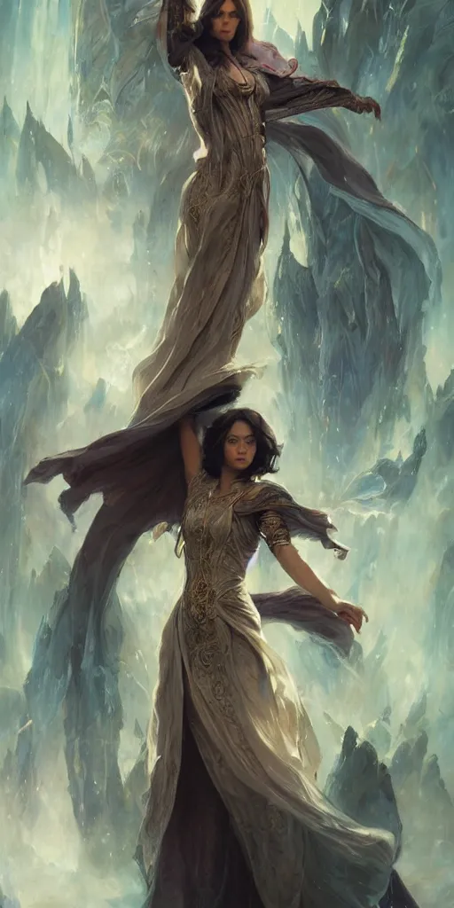 Image similar to female wizards in robes, something is missing, masterpiece , cinematic, powerful, dramatic light, highly, intricate elements, detailed, digital painting, artstation, concept art, sharp focus, illustration, dynamic by Edgar Maxence and Ross Tran and Michael Whelan art by Livia Prima, Mitch Foust, Frank frazetta