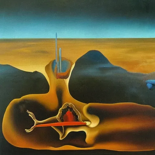 Image similar to Blood surrealism Salvador Dali matte background melting oil on canvas