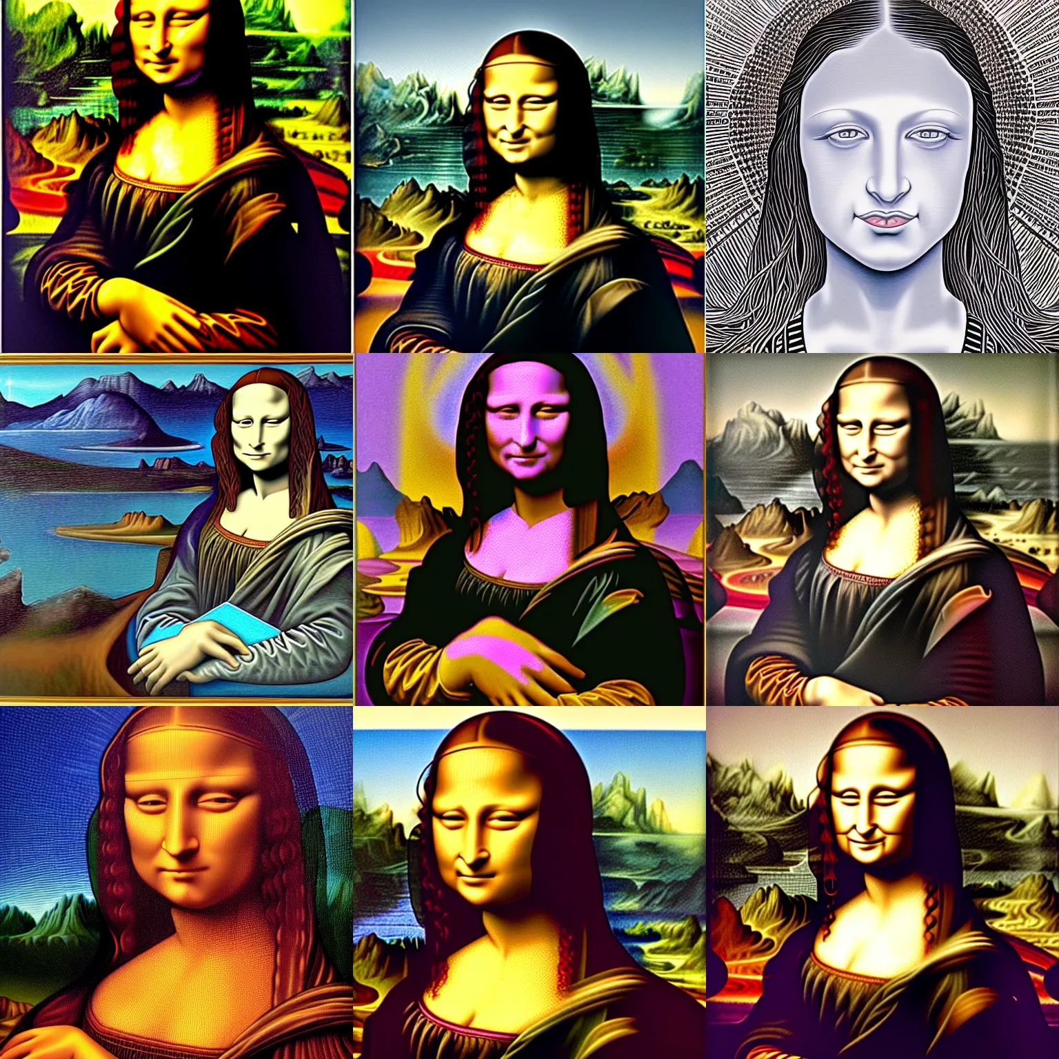 Prompt: Mona Lisa by Alex Grey