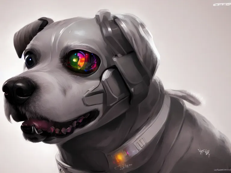 Image similar to cyborg dog, furry art, furaffinity, extremely detailed, digital painting, artstation, concept art, smooth, sharp focus, illustration, trending