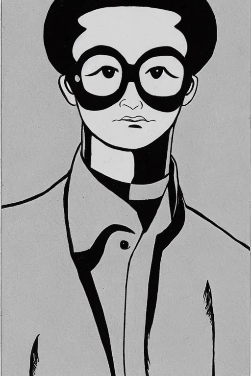 Image similar to portrait of young man wearing black medical mask, style of osamu tezuka