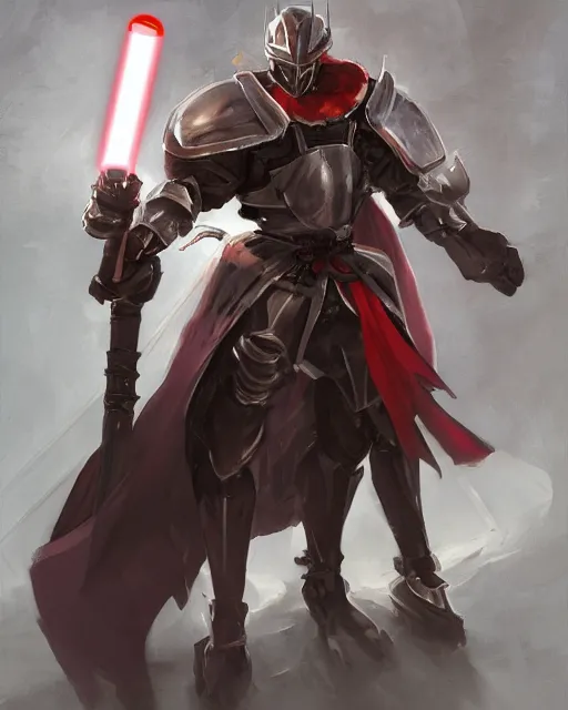 Image similar to an anime portait shogun knight with a lightsaber halberd, dark metal armor, and a tattered cape, by stanley artgerm lau, wlop, rossdraws, james jean, andrei riabovitchev, marc simonetti, and sakimichan, trending on artstation