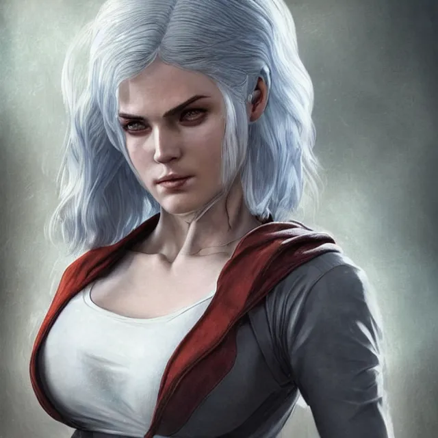 Prompt: cirilla wearing tight in chest shirt!, half - opened shirt!!, ultra realistic, pretty face, extremely detailed face!!, anatomically correct!!, symmetrical!!!, concept art, intricate details, highly detailed, photorealistic, octane render, 8 k, unreal engine. art by artgerm and greg rutkowski and alphonse mucha