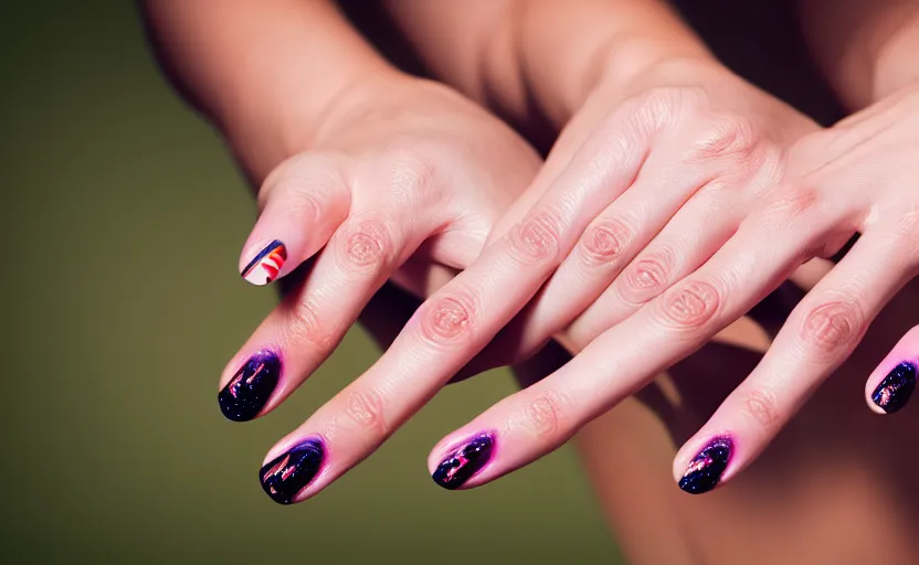 Image similar to photograph of hands lots of hands, female hands, painted nails, creepy, one point perspective, 1-point perspective, tilt shift, sigma 85mm f/1.4, 4k, depth of field, high resolution, 4k, 8k, hd, full color