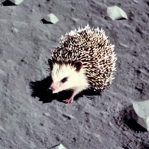 Image similar to high quality photo of hedgehog in astronaut costume on the Moon