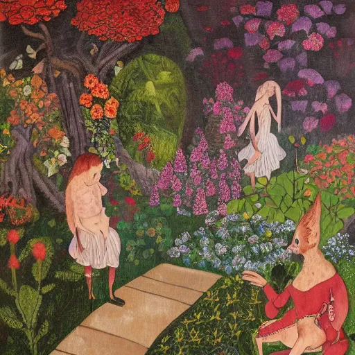 Image similar to garden of early delights painted by andre butzer