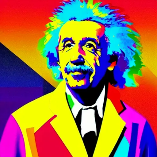 Prompt: rainbow einstein. pop art