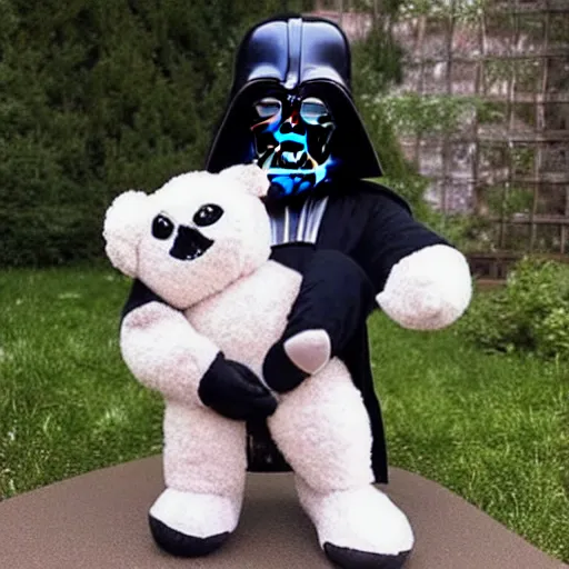 Image similar to a beautiful photo of a plushy darth vader teddy bear, trending on instagram