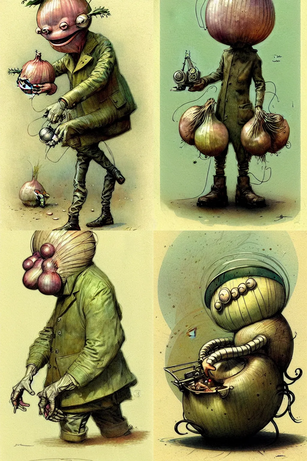 Prompt: ( ( ( ( ( 1 9 5 0 s retro future onion man. ) ) ) ) ) by jean - baptiste monge. muted colors.