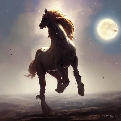 Image similar to horse on the moon by greg rutkowski