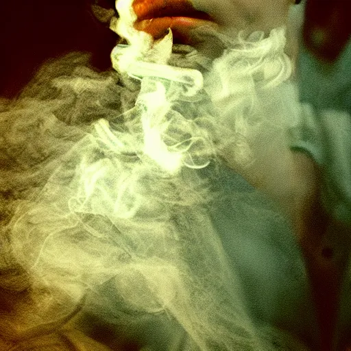 Image similar to a beautiful photo of a smoking person. smoke. impressionism. matte painting. octane render