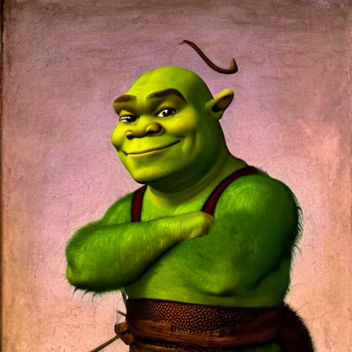 Image similar to High-quality Painting of Shrek in the style of Raphael, renaissance era sfumato painting, circa 1400