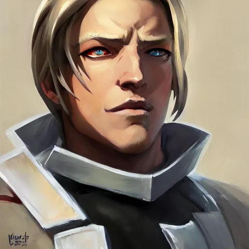 Image similar to greg manchess portrait painting of edward elric as overwatch character, medium shot, asymmetrical, profile picture, organic painting, sunny day, matte painting, bold shapes, hard edges, street art, trending on artstation, by huang guangjian and gil elvgren and sachin teng