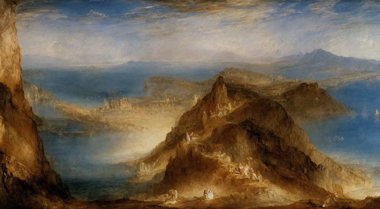 Prompt: a scenic view of sicily of italy, by william turner