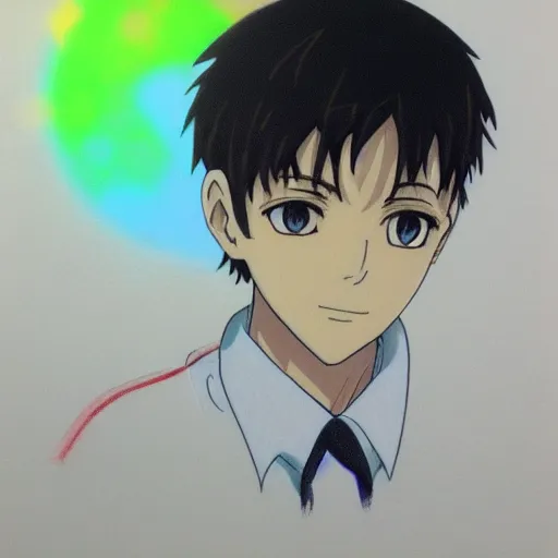 Image similar to oil pastel of shinji ikari from neon genesis evangelion, masterpiece, anime, manga, 8 k, 4 k, trending on artstation