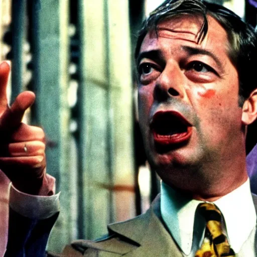 Image similar to nigel farage shouting screaming in blade runner