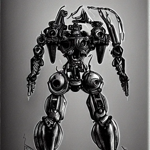 Prompt: humanoid mech by Kentaro Miura