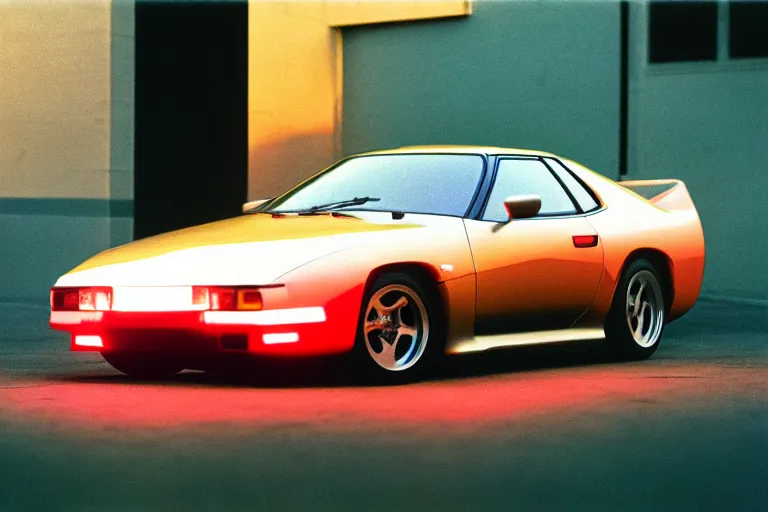 Image similar to designed by giorgetto giugiaro 1 9 5 5 toyota supra thick neon lights, ektachrome photograph, volumetric lighting, f 8 aperture, cinematic eastman 5 3 8 4 film