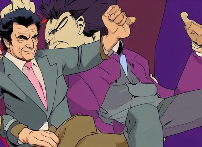 Image similar to Peter falk as a character in Jojo's Bizzare adventure