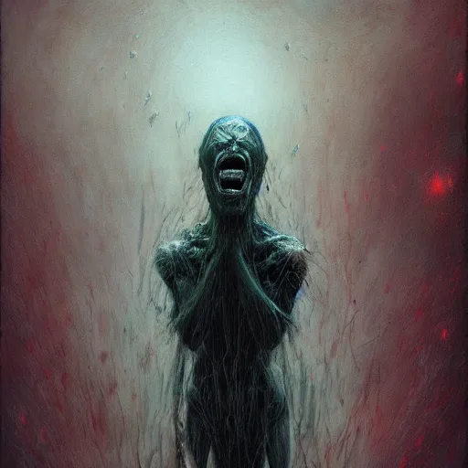 Prompt: Hurricane monstrous screaming in agony dark fantasy, intricate, smooth, artstation, painted by Wayne Barlowe, zdislav beksinski