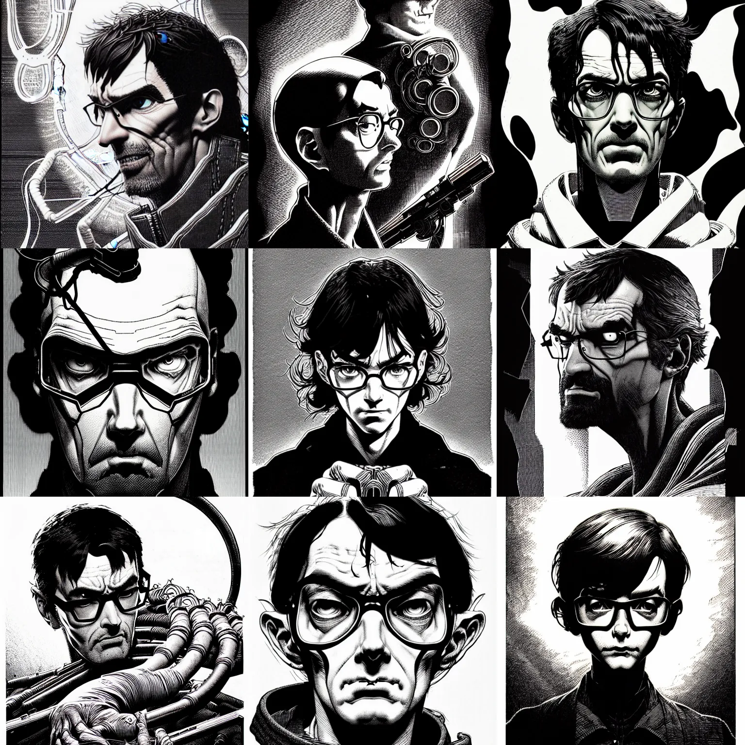 Prompt: half life portrait soft light, by bernie wrightson and killian eng and joe fenton, inspired by akira anime, etching, fine, sharp high detail, screen print,