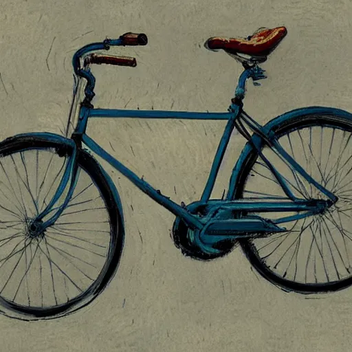 Image similar to a bicycle by vincent van gogh, digital art, trending on artstation