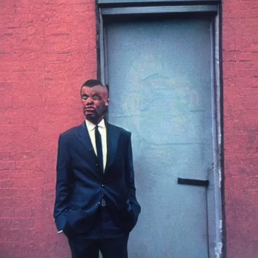 Prompt: portrait of a man in a suit in the streets of new york, 1 9 6 0 s, hyper realistic ultra detailed lifelike intricate, photo taken with ektachrome, featured on flickr, photographed on damaged film