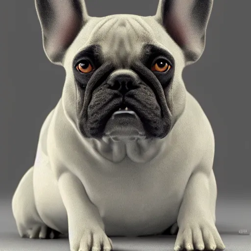 Image similar to emerald crystal french bulldog, photo realistic, dramatic cinematic lighting, octane render, 4 k, ultra detailed